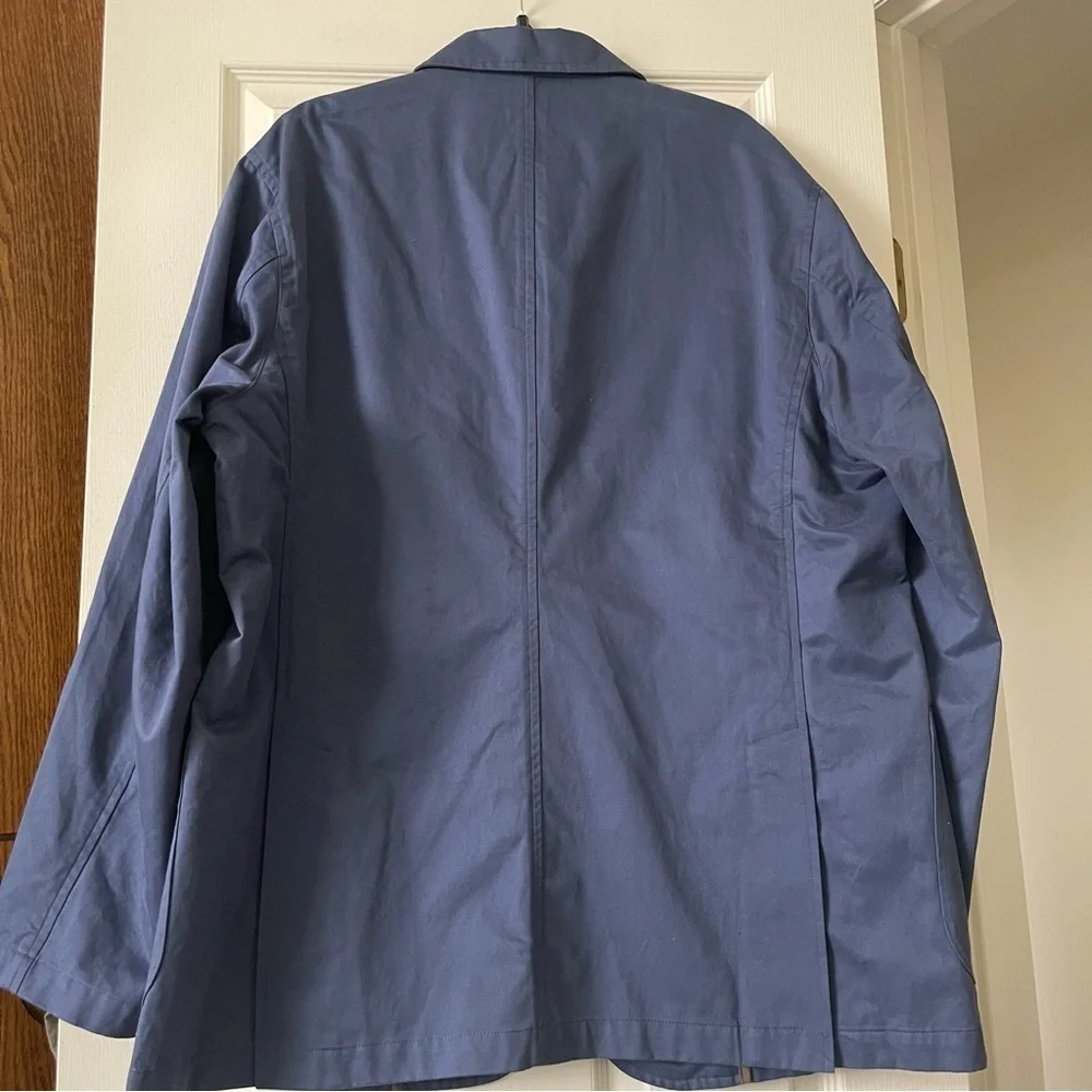 J.L. Powell Sporty Cotton Blazer Men Size 48 Button Front Casual Navy Blue